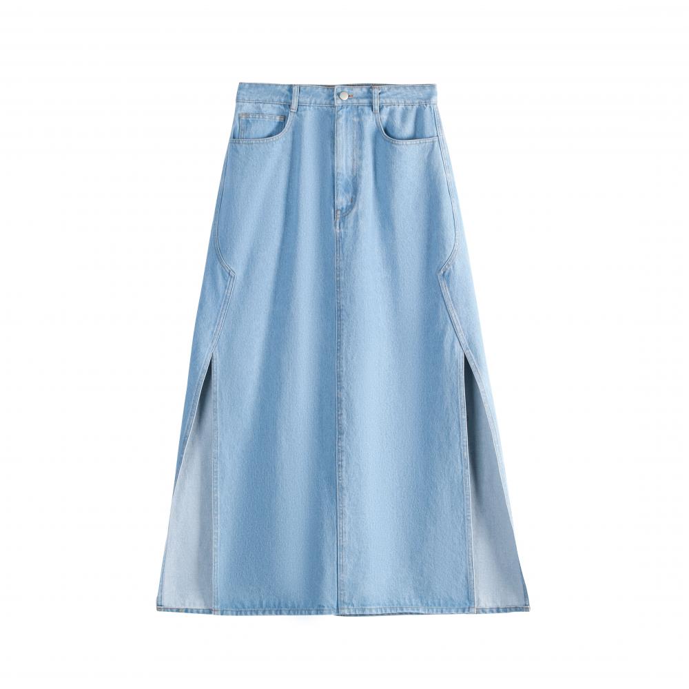 A-line Mid-length Denim Skirt