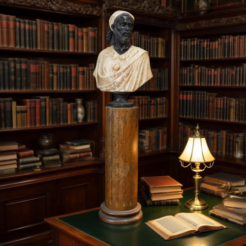 Color-Blocked Marble Bust Dual-Tone Classical Sculpture