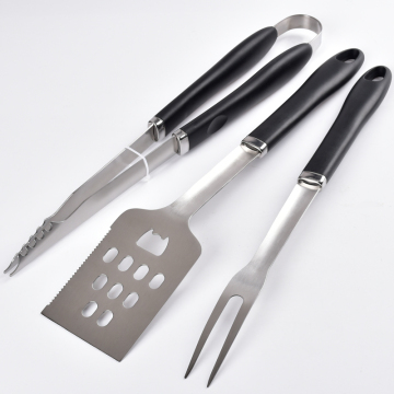 Black handle 3pcs stainless steel bbq tools set