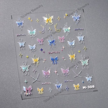 Valentine Luxury Frosted Nail Stickers: Colorful Floral Foil Transfer Stickers at Cheap Prices