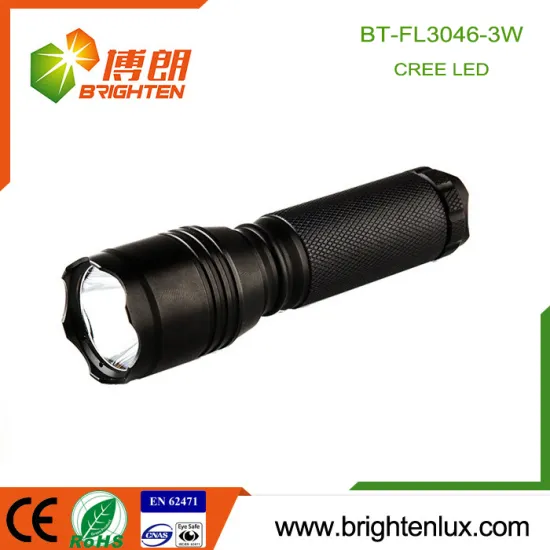 Factory Supply Logo Printed Aluminum Multi-functional Tactical Strobe 3watt Cree XPE led Long Range Hand Powered Flashlight