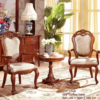 Classic Hotel Bedroom Furniture: Round Side Coffee Table with Two Fabric Solid Wood Frame Chairs (M320)