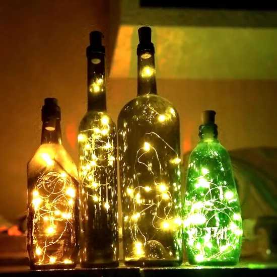 Battery-Powered Cork-Shaped Wine Bottle LED String Lights for DIY Christmas Decoration