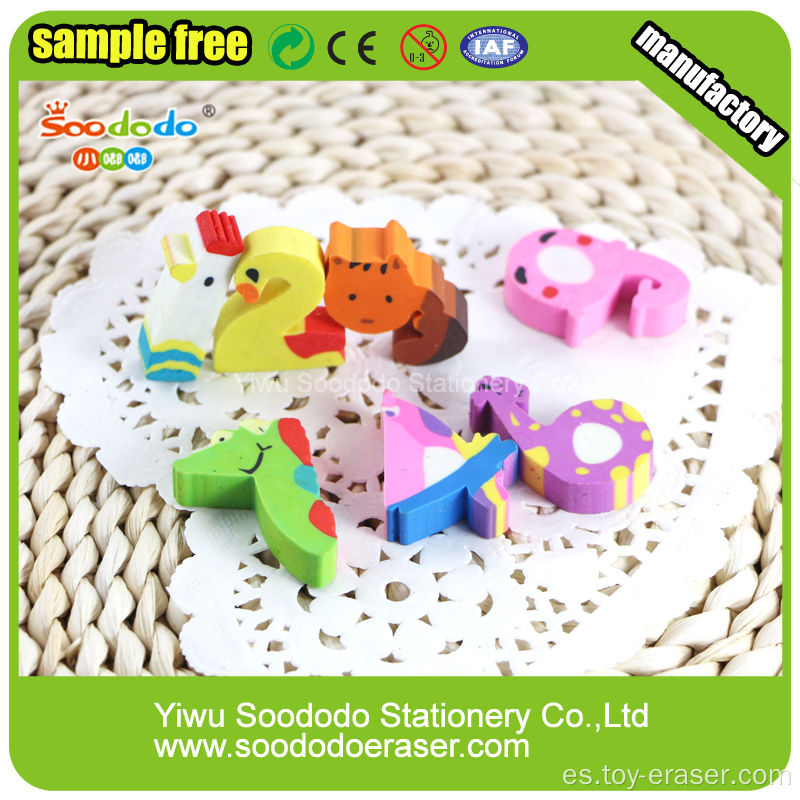 Número de la forma animal Extruded Eraser promotion stationery