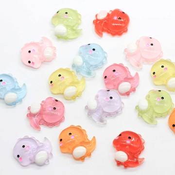 Encanto de resina de espalda plana de dinosaurio Kawaii de Color caramelo para adorno de llaves de coche simulación de cuentas de animales de dibujos animados cabujón piezas de arte DIY