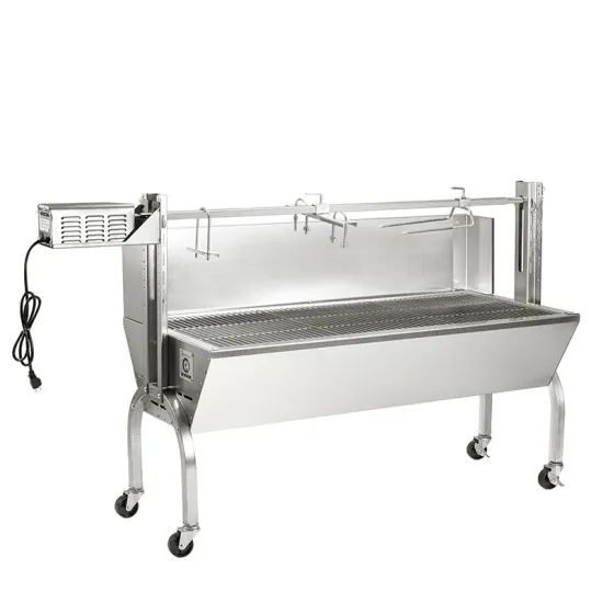 Rotisserie Grill Machine Stainless Steel Roaster Adjustable Rotating Charcoal BBQ Grill for Pig Lamb Outdoor Party Barbecue