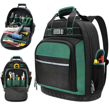 Heavy Duty Electrician Tool Backpack with Waterproof Molded Base