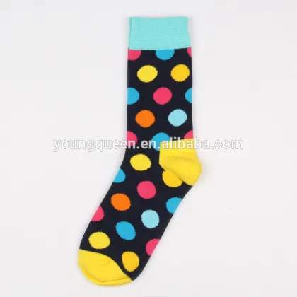HW225 Happy socks Tide brand wave point circle full cotton couple socks