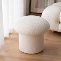 White Boucle Fabric Children Stool Round