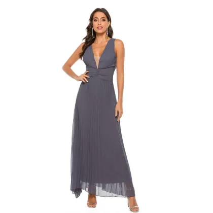 Club Pleated Middle Sleeve chiffon lace Long skirt