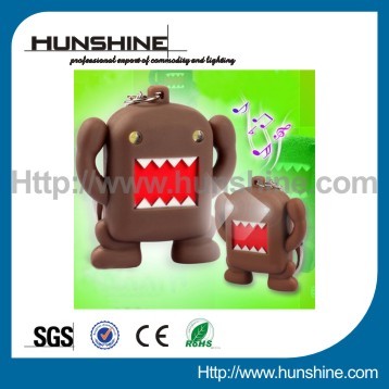 cute animal domo kun shape keychain light led with sound