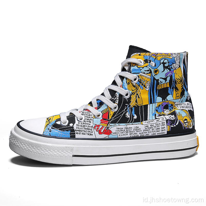 Sepatu Kasual Pria Hand Painted Batman Fashion Sneakers