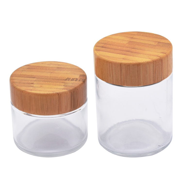 Glass bottle with bamboo lid wholesale