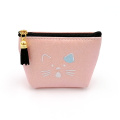 Custom cartoon cat glitter PU coin purse