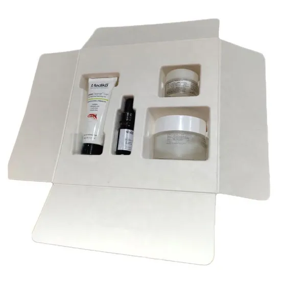 Bio degradable custom bagasse packaging insert for skincare