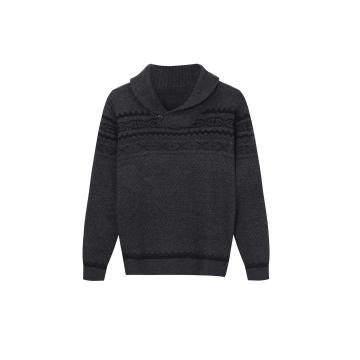 Men's Knitted Jacquard Shawl Collar Buttoned Pullover