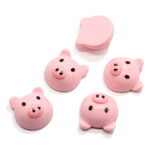 100pcs Creative Cartoon Resin Little Pig Head Figurine Craft Resin Flatback Cabochon For Kids Clip DIY Hair Ornament Accessories