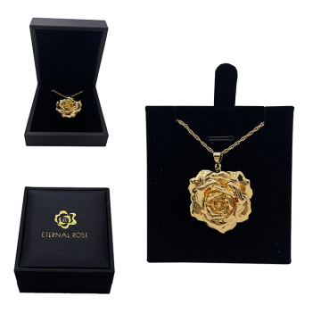 Ready-to-Ship Gold Flower Real Rose Bloom Pendant Necklaces for Gifts