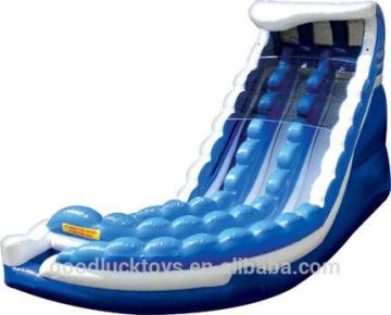 giant ocean wave inflatable wet water slide with swimming pool for water park