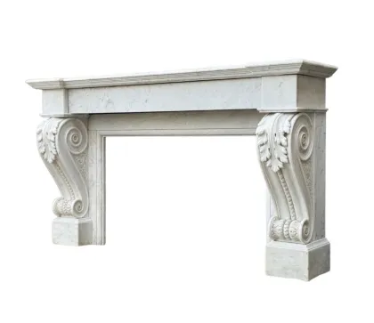 Napoleon III Style White Marble Fireplace Mantel