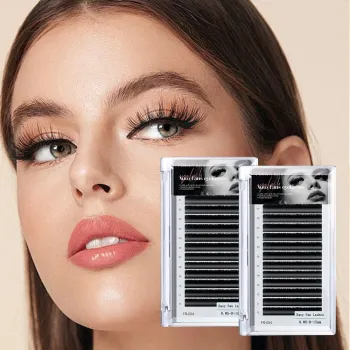 Factory Direct Matte Black Individual Curl Silk Eyelash Extensions Kit 7-15mm Private Label Cashmere Lash Trays