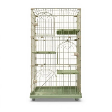 Multi-Level Cat Cage 3-Tier Iron Wire Playpen Plastic Tray Indoor Enclosure Quadrate Villa for Cats