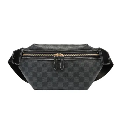 Classic Style and Color Vintage Fanny Pack Unisex Black Waterproof Leather Waist Bag