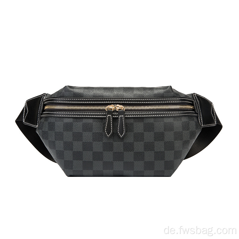 Klassischer Stil und Farb Vintage Fanny Pack Unisex schwarzer wasserdichte Ledertailbeutel