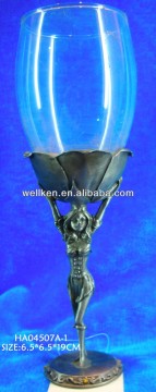 glass pewter cups,glass cups with metal holder