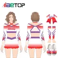 Uniformes de líderes de torcida de strass glitter personalizados