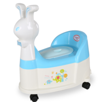 Chaise de bébé en plastique de forme de lapin avec roue et musique