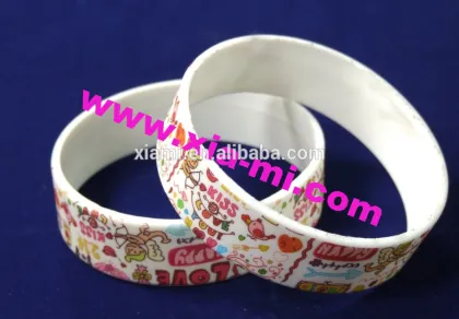 mass production printed Pleasant Goat and Big Big Wolf pattern happy birthday silicone wristband