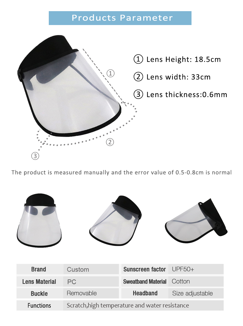 Cover Face Visor Hat Transparent Face Shield Protective Hat Supplier Wholesale