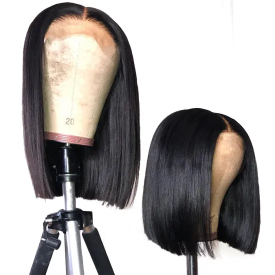 Fashion Design 8 10 Inch Peruvian Human Hair Lace Front Closure Short Bob Wig Wholesale Straight Human Hair Bob Peruvian Wigs