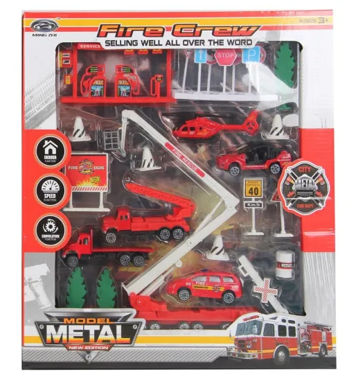 Diecast Metal Fire Engine Set: Collectible Car Toy