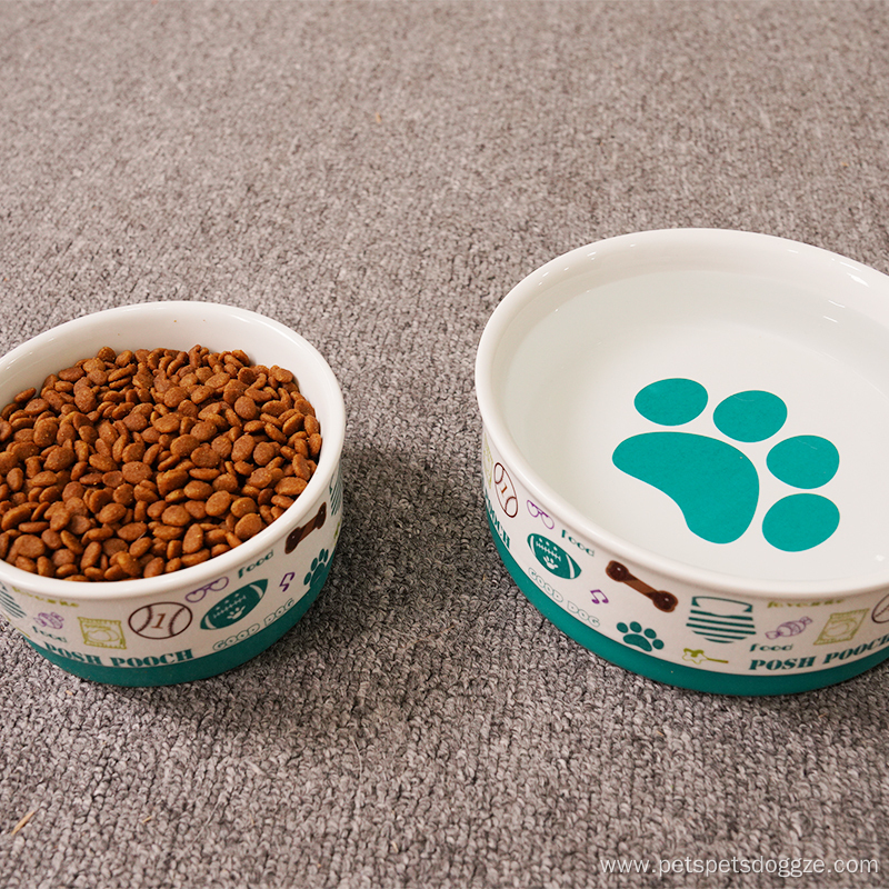 Ring Non-slip Design Fashion Printed Ceramic Dog Bowl