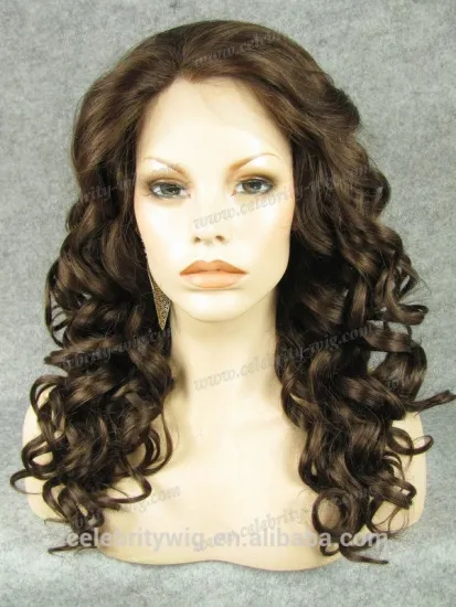 Super Natural brown hair wig synthetic lace front wig
