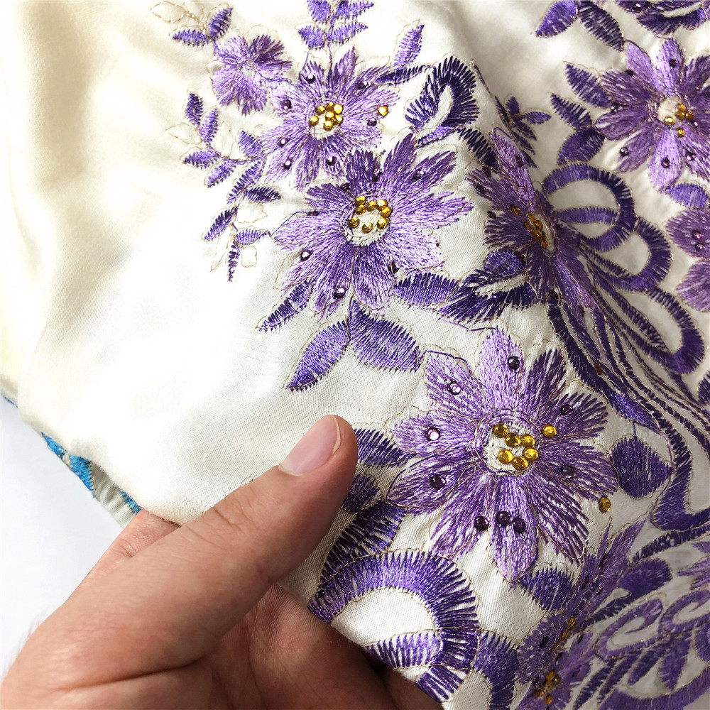 Soft Rayon Satin With Plain Embroidery