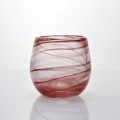 Red Round Colored Cloudy Candle Holder Glass Cup