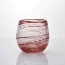 Red Round Colored Cloudy Candle Holder Glass Cup