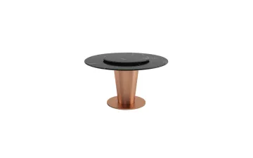 Black Marble top wood table, Round dining table