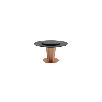 Mesa de madera superior de mármol negro, mesa redonda