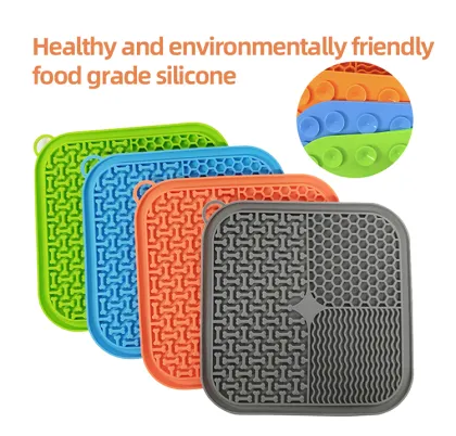 Blue Orange Green Gray Silicone Pet Licking Mat