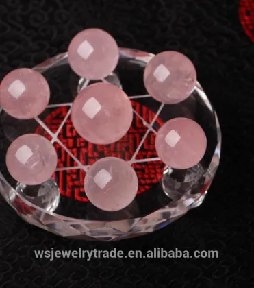 A pure natural natural crystal powder Natural crystal seven array ornaments Pink crystal ball trick wealth Wang love