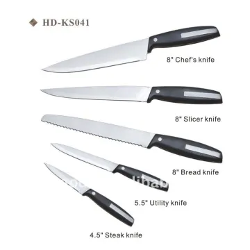 5pcs kitchen knife set with plastic handle