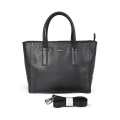 Grand sac fourre-tout ouvert en cuir noir