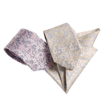Factory Wholesale Men's Floral Pattern Necktie and Pocket Square Set