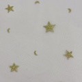 Transparenter Tüll aus Nylon mit glitzerndem Goldstern und Mond