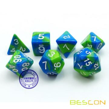 Bescon 6x7 42pcs Полиатральные кости Set-6 Уникальные двухцветные полиадральные 7-Die наборы Близнецов с мешочками для подземелий и драконов DND DND