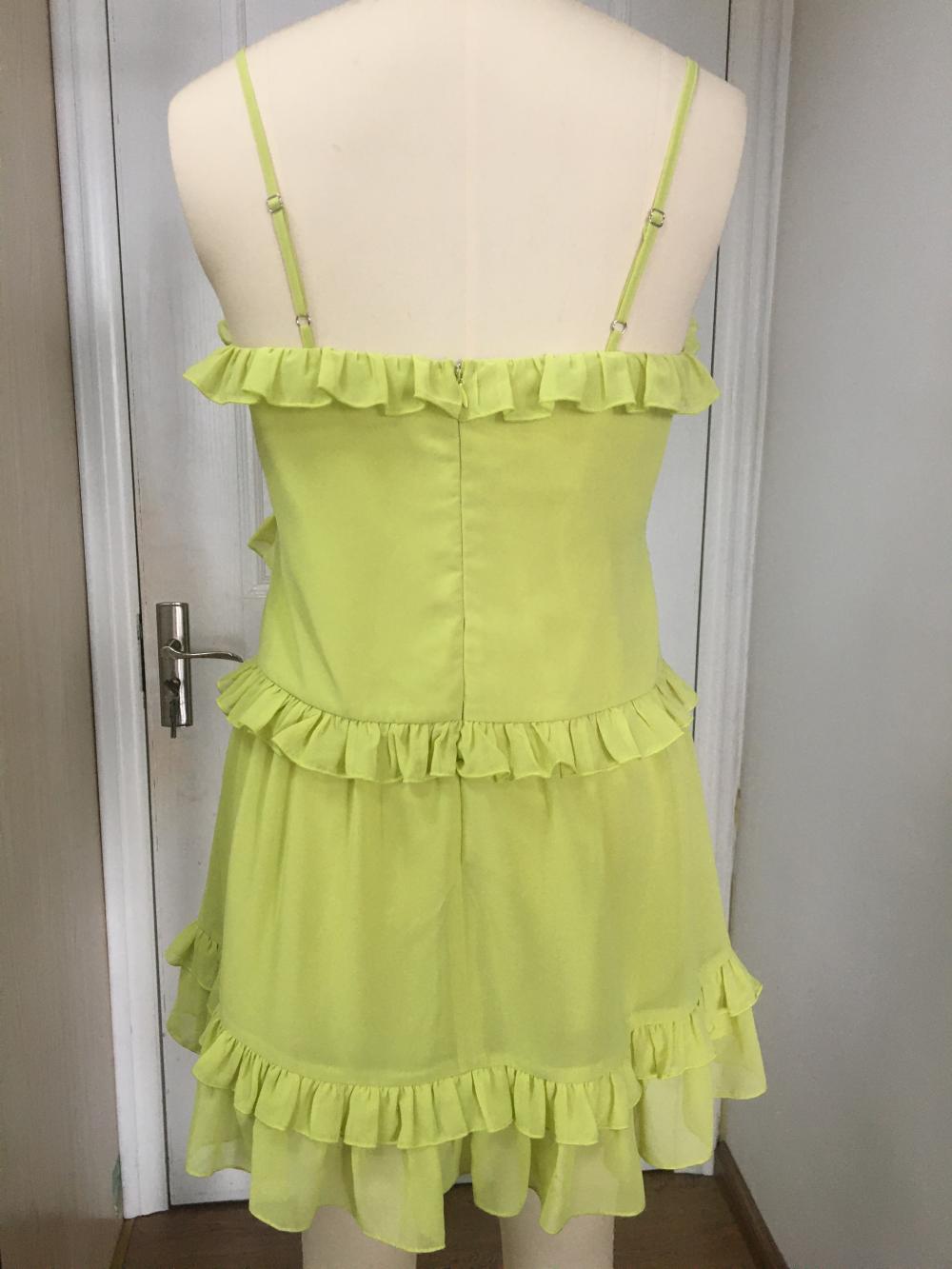 Women's Lemon Green Sleeveless Flare Dress